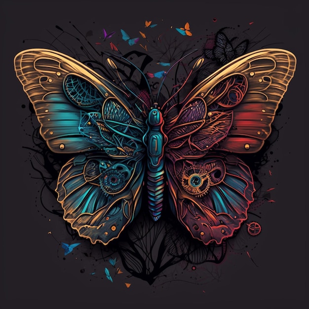 Una farfalla colorata con sopra un cuore