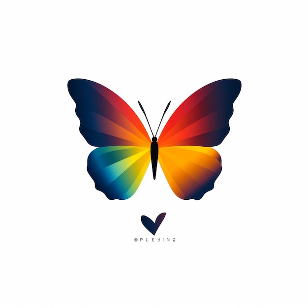 Una farfalla colorata con un cuore sullo sfondo