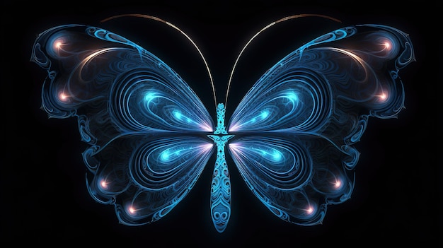 Una farfalla con un motivo blu su di essa