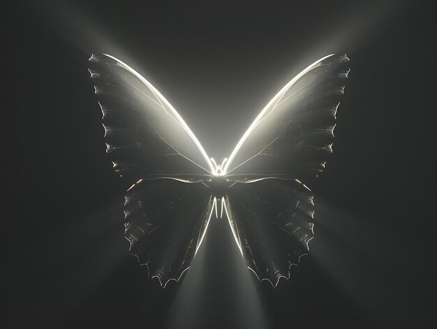 una farfalla con una luce che brilla su di essa