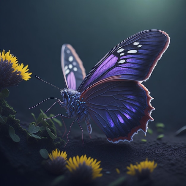 Una farfalla è su un fiore con sopra la parola farfalla.