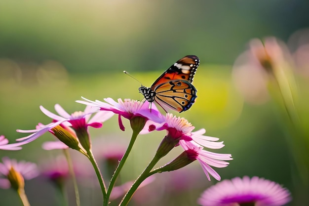 Una farfalla monarca su un fiore