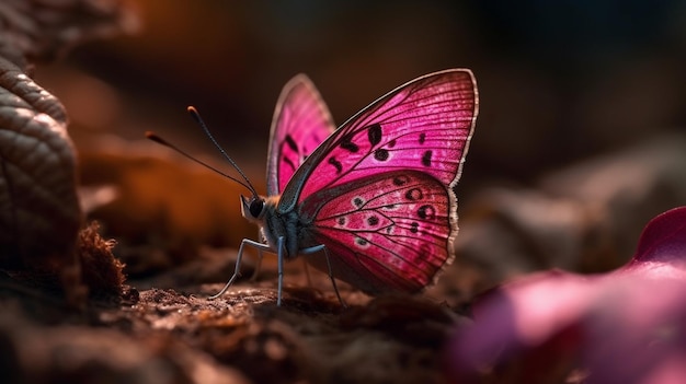 Una farfalla rosa con sopra la parola farfalla