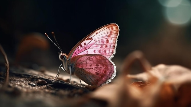 Una farfalla rosa con sopra la parola farfalla
