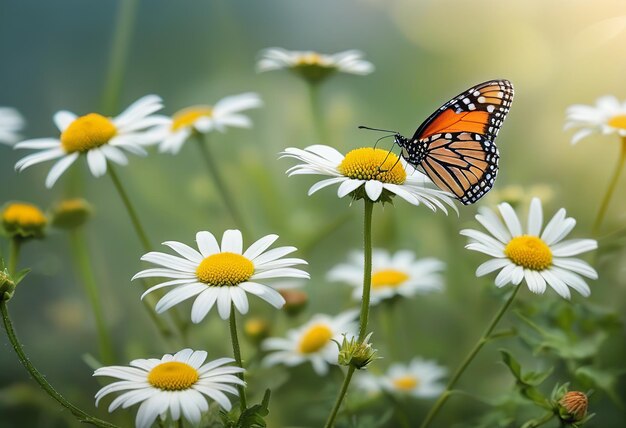 una farfalla si siede su un fiore in un campo