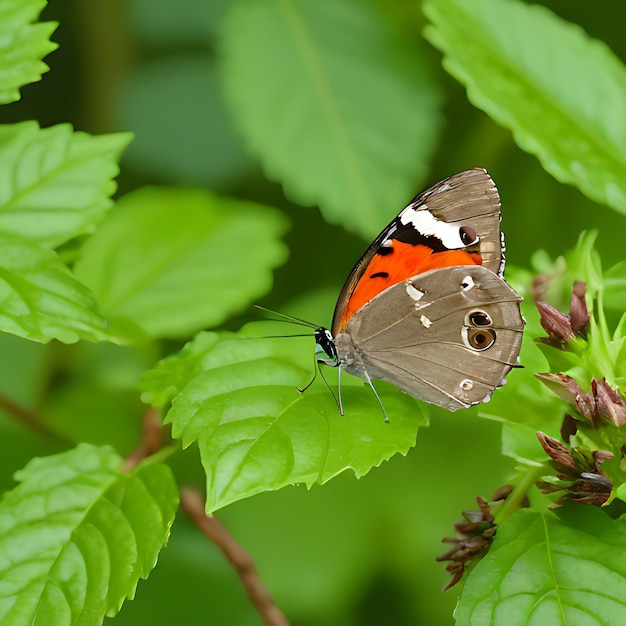 una farfalla si siede su un fiore nell'erba