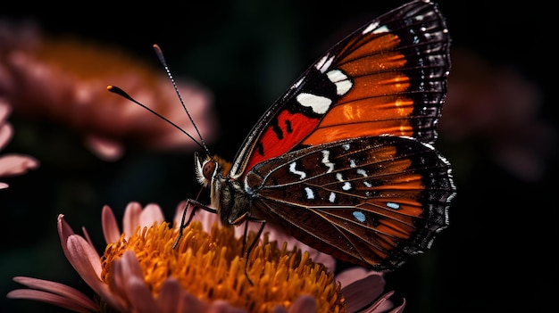 Una farfalla su un fiore con sopra la parola farfalla
