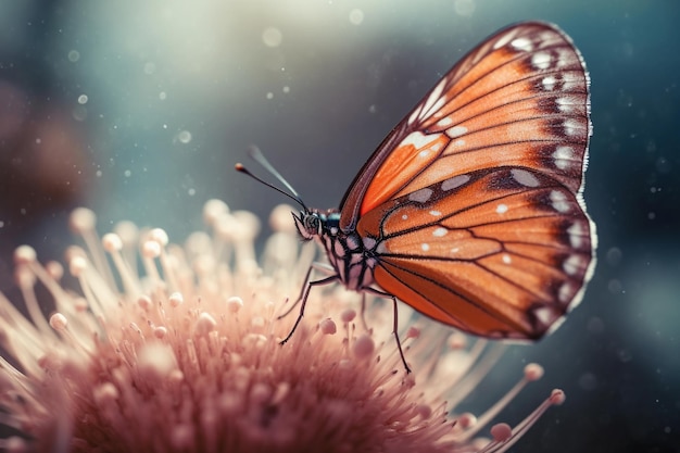 Una farfalla su un fiore con sopra la parola farfalla