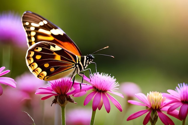 Una farfalla su un fiore con sopra la parola farfalla