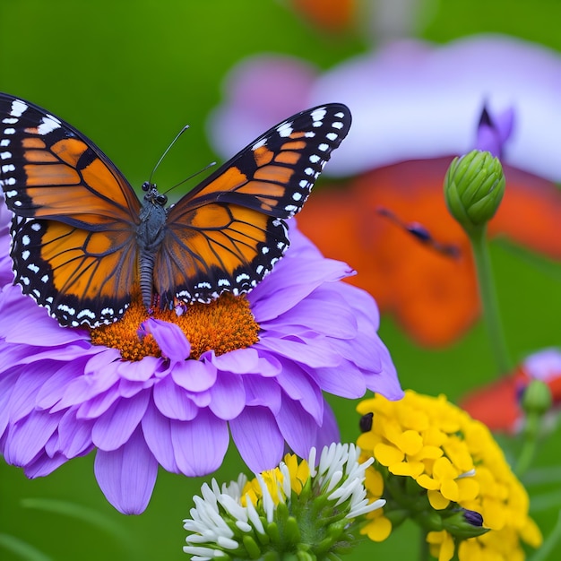 Una farfalla sui fiori generata da ai