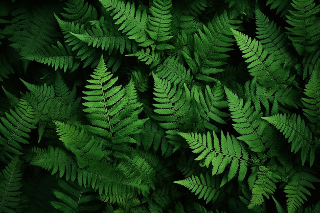 una felce verde con uno sfondo scuro.