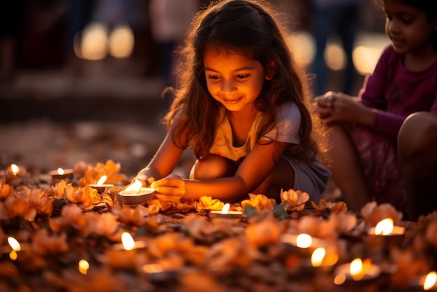 Una felice famiglia indù celebra il Festival delle luci di Diwali Diwali o Dipawali è la festa dell'India