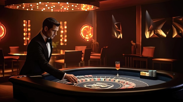Una festa a tema James Bond con un casinò sarebbe una notte indimenticabile di raffinatezza ed eccitazione generata dall'intelligenza artificiale