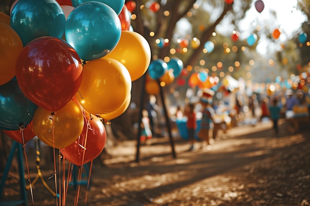 Una festa di compleanno per bambini è organizzata in un parco locale