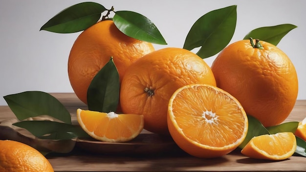 Una fetta di arance sullo sfondo isolato