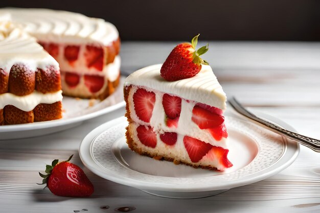 Una fetta di cheesecake alla fragola con una fetta tagliata