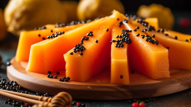 Una fetta di papaya matura e succosa