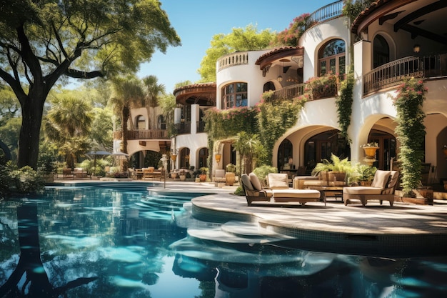 Una fetta di paradiso villa di lusso con piscina e palme tropicali