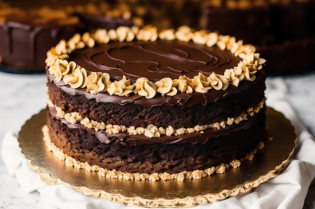 Una fetta di torta al cioccolato su un piatto con una forchetta.