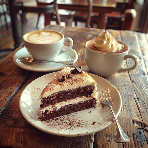 Una fetta di torta al cioccolato.