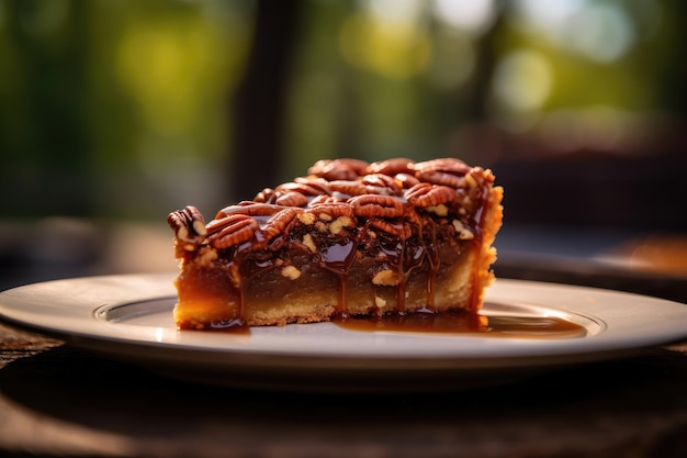 Una fetta di torta di noci pecan