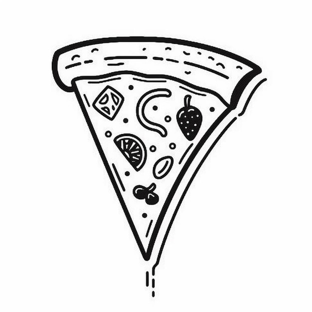 una fette di pizza con una fetta di pizza su di essa