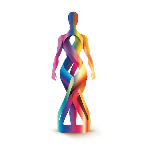 una figura colorata di un uomo con una linea color rainbow su di esso