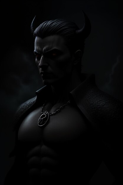 Una figura oscura di Dracula con una catena attorno al collo.