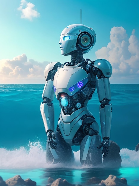 Una figura robotica che mostra comprensione, circondata da un mare di compassione