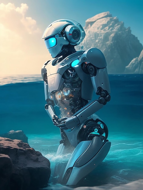 Una figura robotica che mostra comprensione, circondata da un mare di compassione