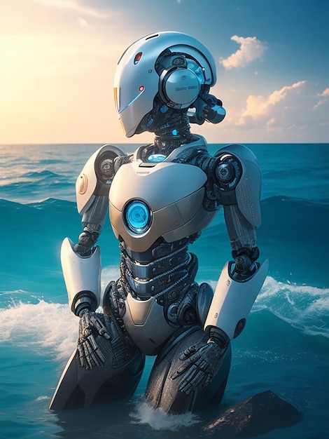 Una figura robotica che mostra comprensione, circondata da un mare di compassione