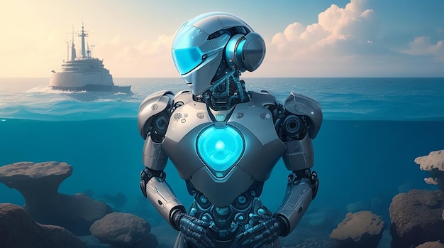 Una figura robotica che mostra comprensione, circondata da un mare di compassione