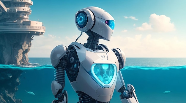 Una figura robotica che mostra comprensione, circondata da un mare di compassione