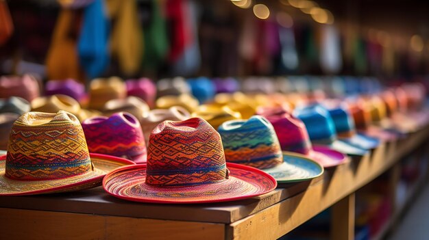 una fila di cappelli colorati con uno che dice colorato