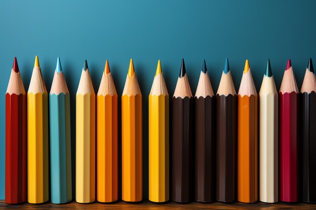 una fila di matite colorate