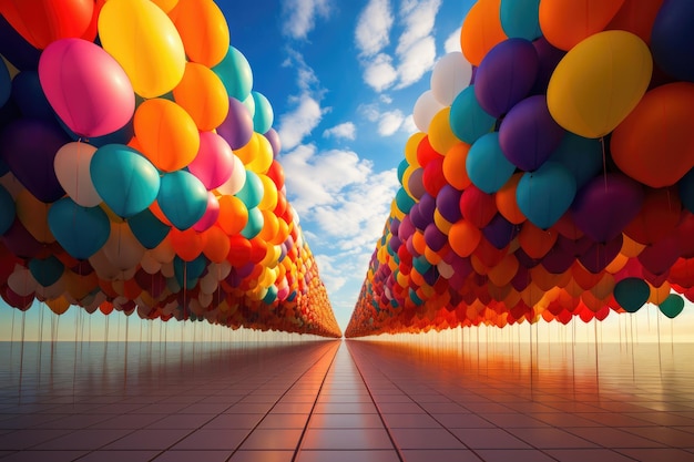 una fila di palloncini colorati