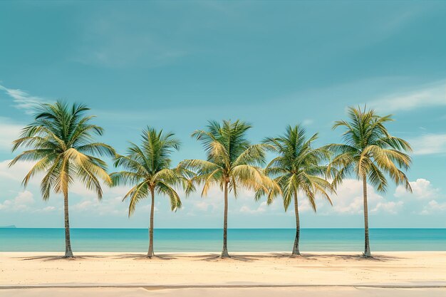 Una fila di palme su una spiaggia vuota