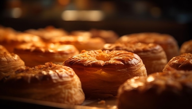 Una fila di pasticcini in una cucina