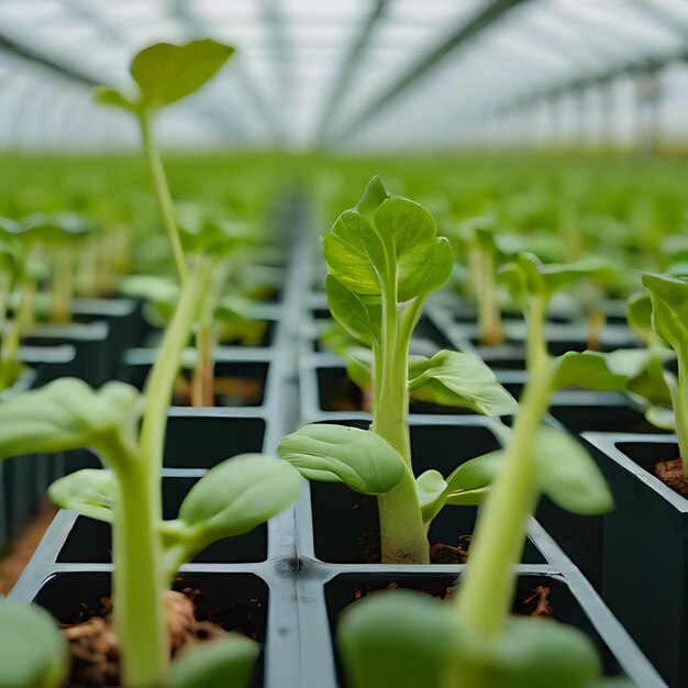 una fila di piante con un segno che dice primavera in fondo