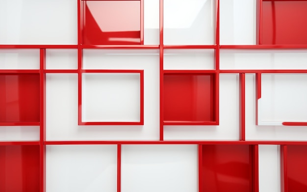 Una finestra rossa geometrica su sfondo bianco