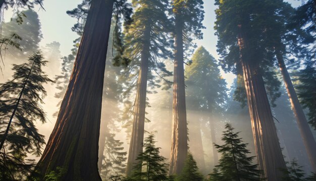 Una fitta foresta con alberi torreggianti