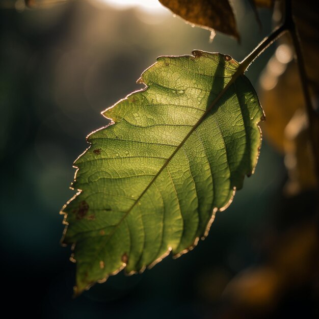 Una foglia che è stata rivolta al sole