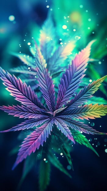 Una foglia colorata di marijuana