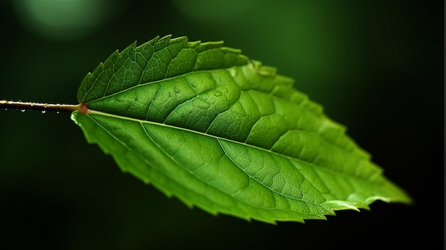 Una foglia con uno sfondo verde e la scritta " leaf " su di essa.