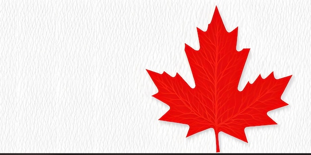 Una foglia d'acero rosso su uno sfondo bianco Canada giorno