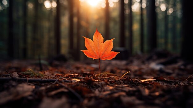 una foglia di acero bellissimo paesaggio autunnale con fogliame colorato nel parco foglie cadenti sullo sfondo naturale