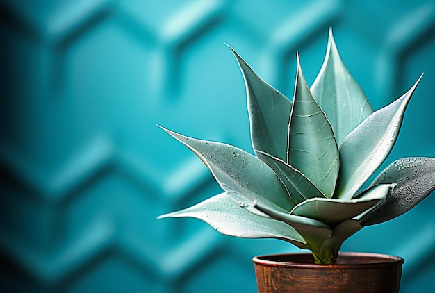 una foglia di agave con foglie verde scuro sullo sfondo