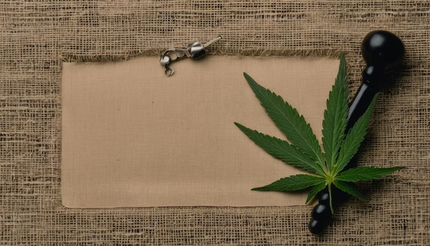 Una foglia di marijuana su un pezzo di carta