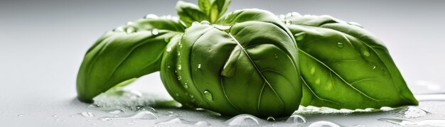 Una foglia verde con gocce d'acqua su di essa