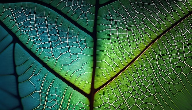 Una foglia verde con le venature della foglia.